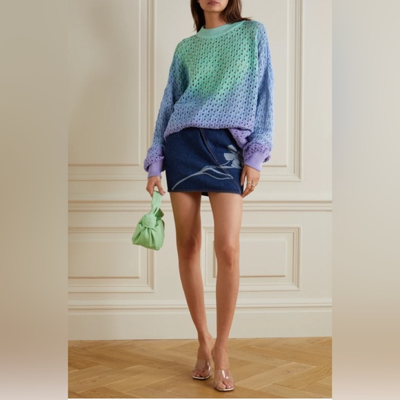 The Attico Crochet Ombré Knit Sweater Green Blue Purple 40